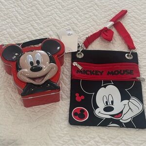 Disney Mickey Mouse Red and Black Crossbody Bag and Lunch Box